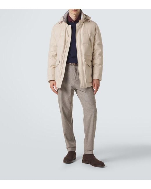 Brunello Cucinelli Natural Wool Flannel Down Parka for men