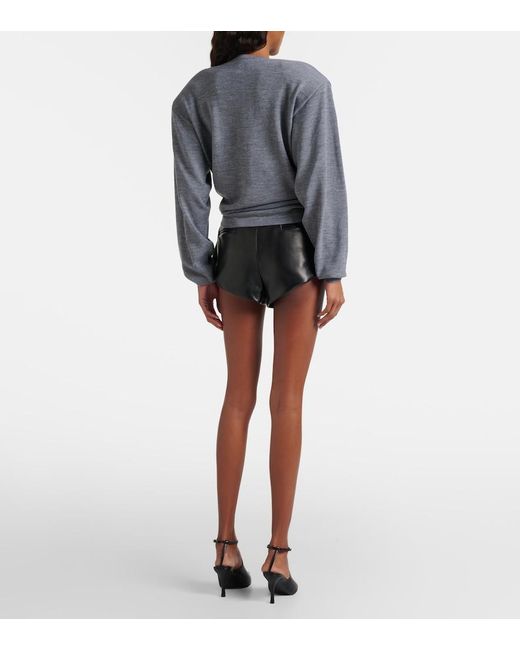 Magda Butrym Black Belted High-Rise Leather Micro Shorts