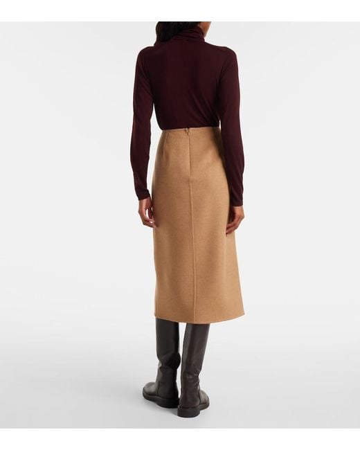 Max Mara Natural Curzio Wool Wrap Skirt