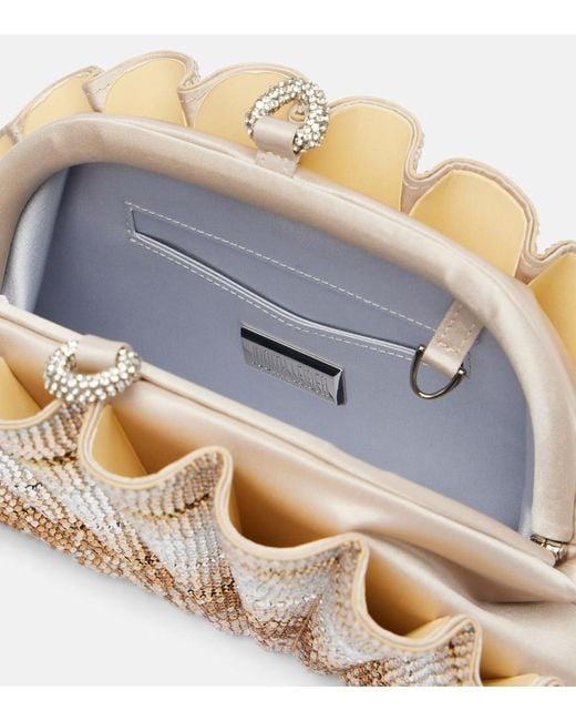 Judith Leiber Metallic Origami Fan Crystal-Embellished Clutch