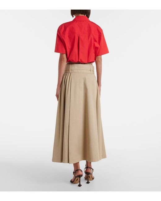 Loewe Natural Belted Cotton And Silk Maxi Skirt