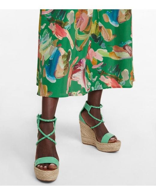 Christian Louboutin Green Chocazeppa 120 Embellished Wedge Sandals