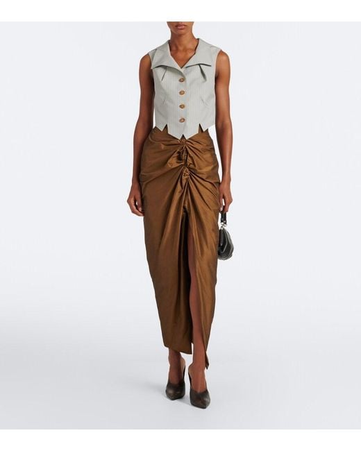 Vivienne Westwood Brown Panther Gathered Cotton-Blend Maxi Skirt