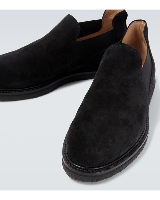 The Row Black Parker Suede Slip-On Shoes for men