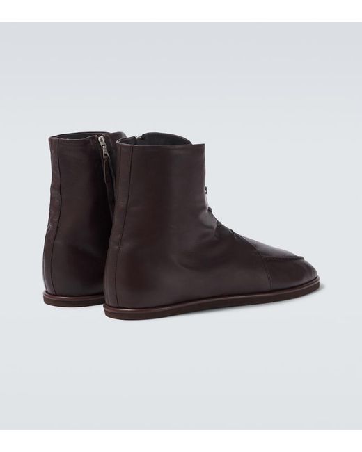 Auralee Brown Leather Ankle Boots for men