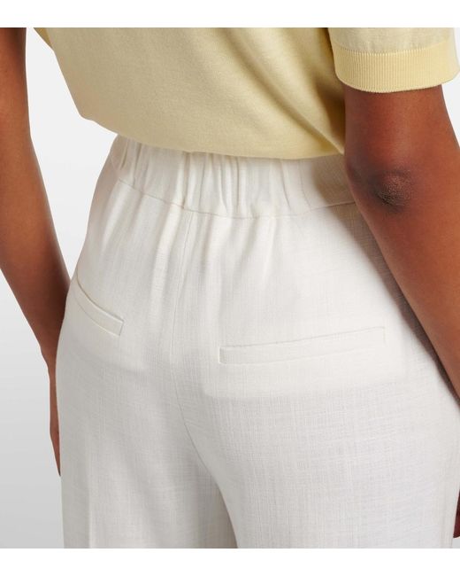 Veronica Beard White Marbeau Pleated Wide-Leg Pants
