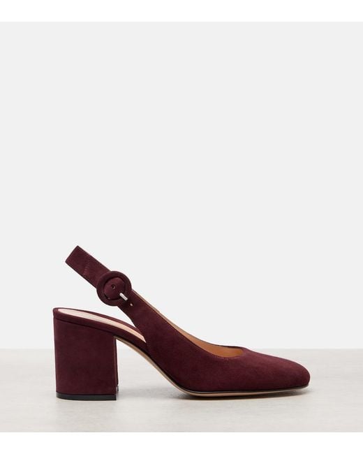 Gianvito Rossi Red Joelle Suede Slingback Pumps