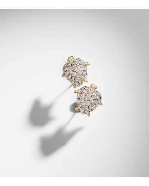 Yvonne Léon White Tortue Coeur 9Kt Earrings With Diamonds