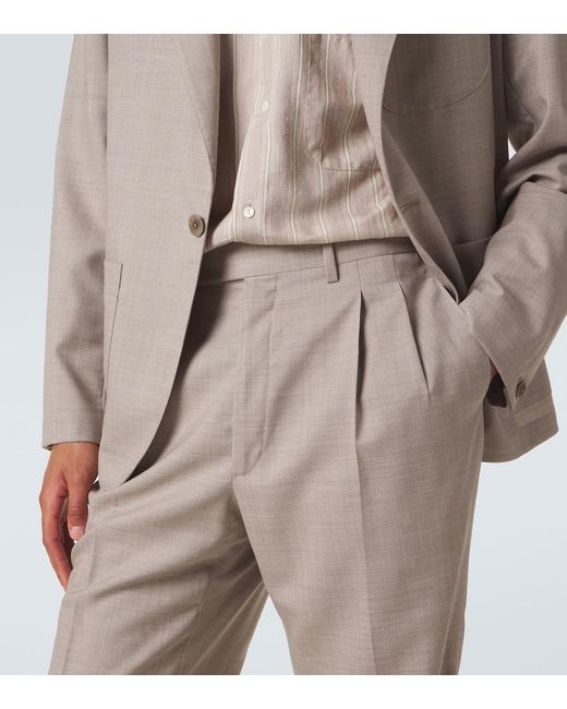 STÒFFA Gray Pleated Wool Wide-Leg Pants for men