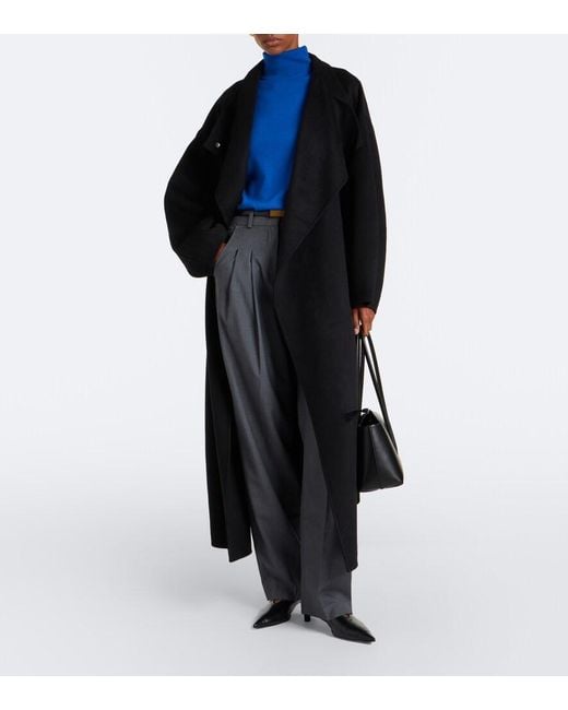 Frankie Shop Black Leroy Wool-Blend Coat