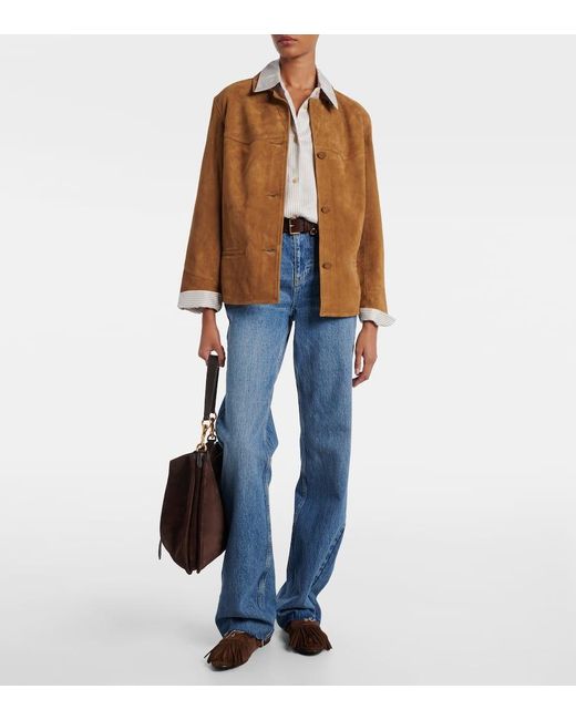 Tory Burch Brown Loafers Ballet Aus Veloursleder