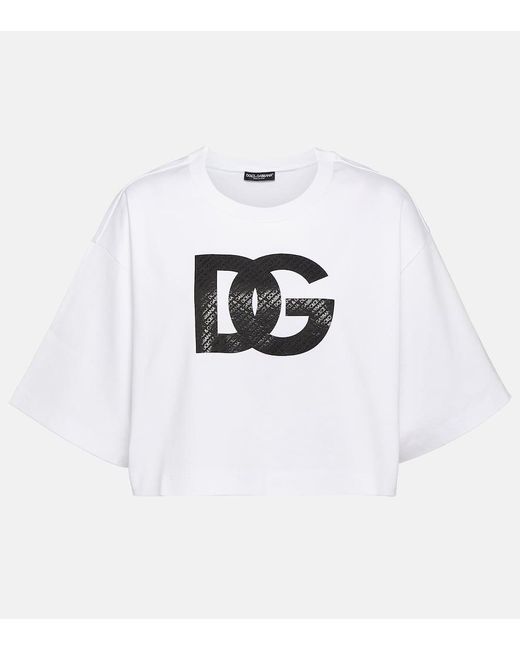 Camiseta de jersey de algodon con logo Dolce & Gabbana de color White