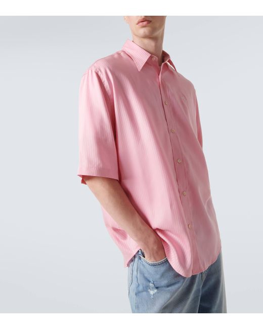 Acne Pink Striped Bowling Shirt for men