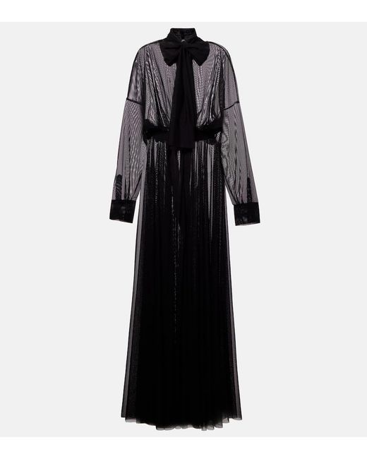Norma Kamali Black Bow-Detail Flared Gown