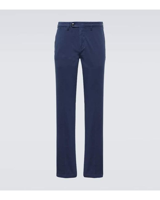 Pantalones chinos en sarga de algodon Canali de hombre de color Blue