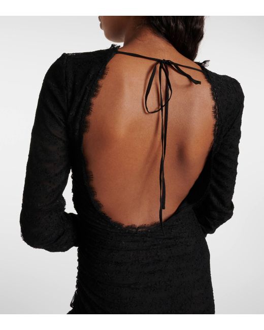 Robe longue en dentelle Alessandra Rich en coloris Black