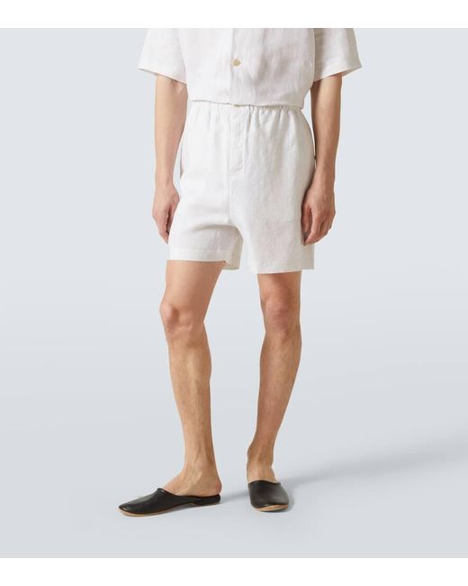 Zegna White Striped Linen Pajamas for men
