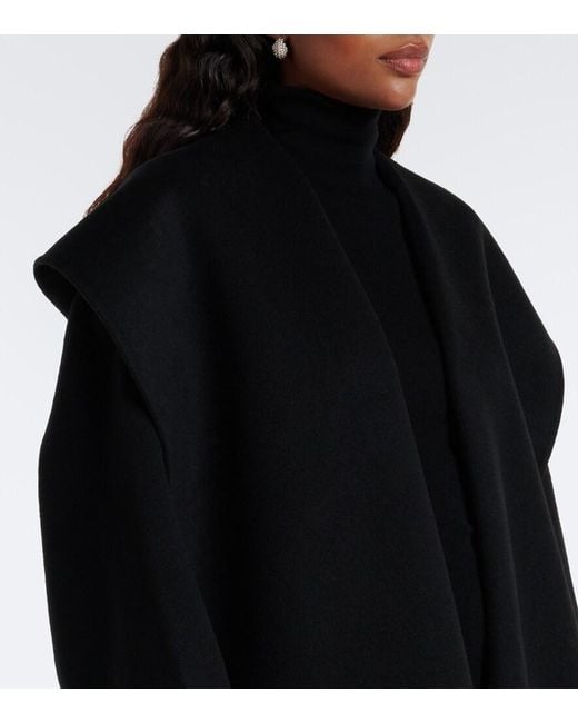 Totême  Black Hooded Wool Coat