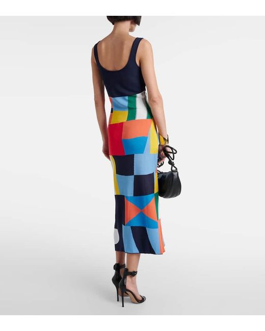 Staud Blue Katie Colorblocked Midi Dress