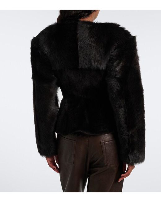 Magda Butrym Black Peplum Shearling Jacket