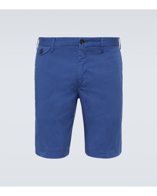 Incotex Blue Cotton-blend Slim Shorts for men