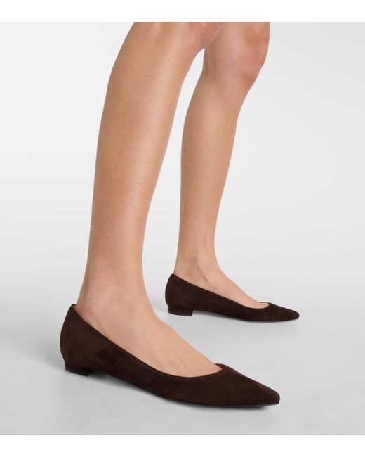 Manolo Blahnik Brown Lanza Bb Suede Ballet Flats