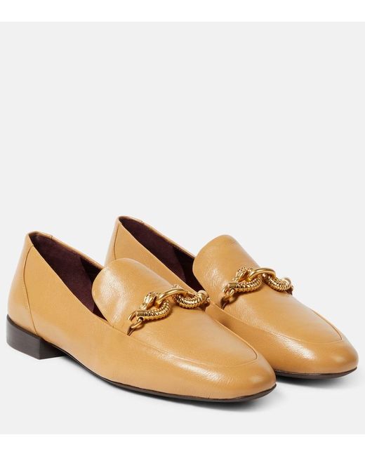 Tory Burch Natural Jessa Embellished Leather Loafers