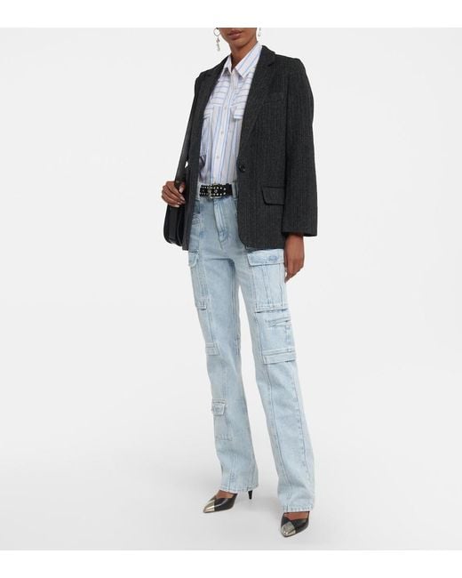 Isabel Marant Blue Nulenci Striped Cotton Shirt