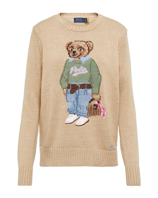 Cotton Polo Bear Intarsia Sweater 