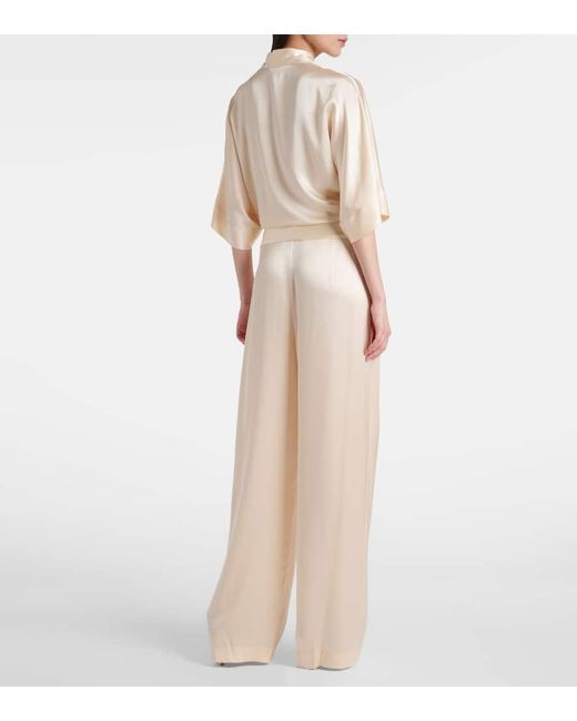 The Sei Natural Cropped-Bluse Aus Seidensatin
