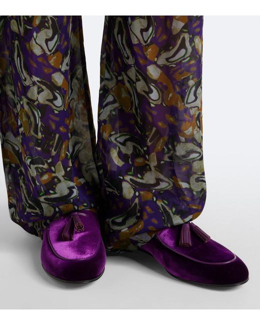 Gianvito Rossi Purple Tasseled Velvet Loafers