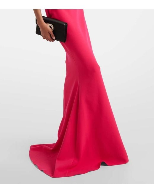 Safiyaa Red Tanna One-shoulder Crepe Gown