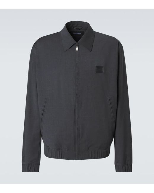 Dolce & Gabbana Gray Logo-Appliquéd Wool-Blend Jacket for men
