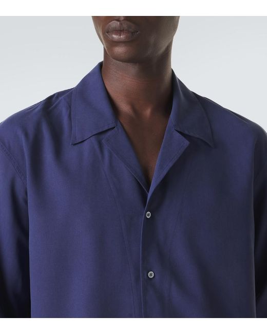 Saman Amel Blue Silk Shirt for men