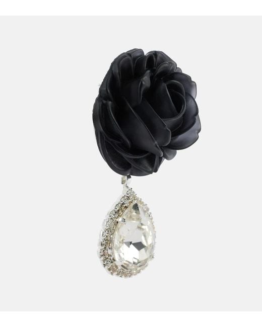 Magda Butrym Black Mini Rose Crystal-Embellished Drop Earrings