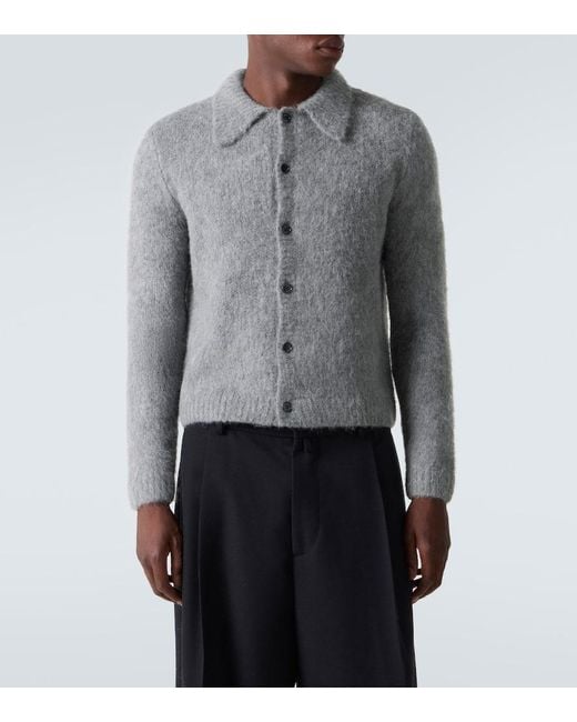 Dries Van Noten Gray Alpaca And Wool-Blend Cardigan for men