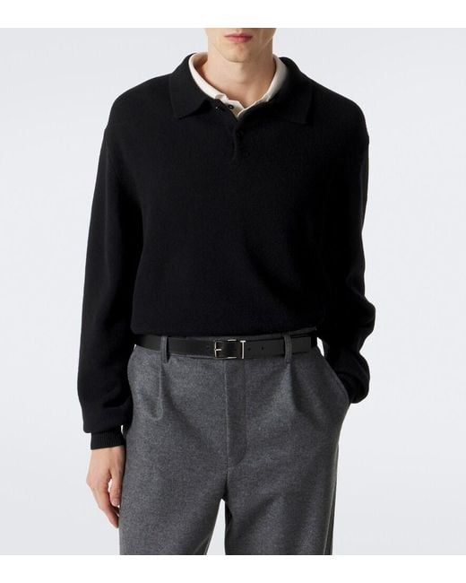 Lisa Yang Black Rufus Cashmere Polo Sweater for men