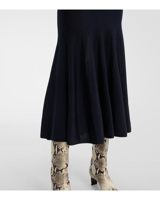 Khaite Blue Mayu Wool Midi Skirt