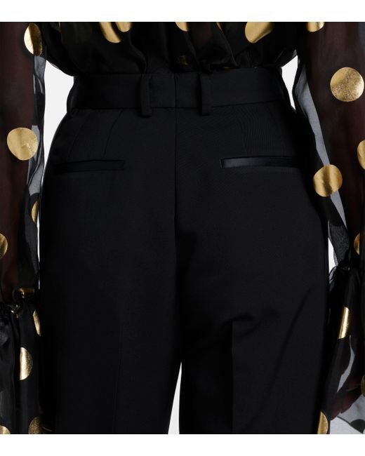 Dolce & Gabbana Black High-rise Wool And Silk-blend Tuxedo Pants