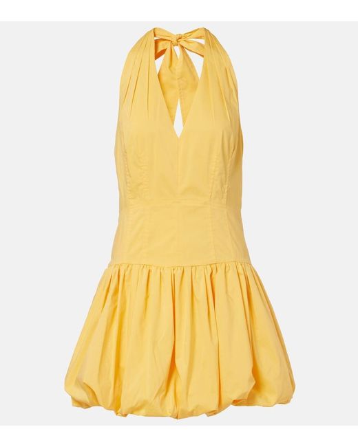 Jonathan Simkhai Yellow Brooke Gathered Cotton-Blend Minidress