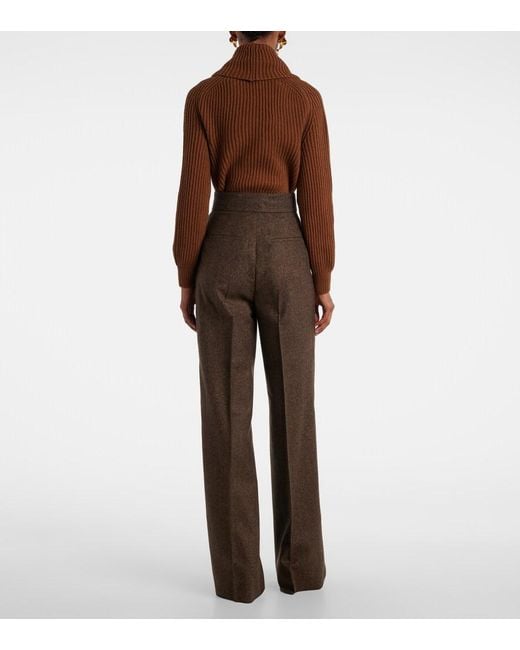 Max Mara Brown Virgin Wool Straight Pants