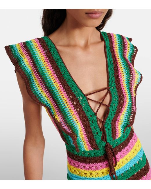 Robe rayee en crochet de coton Anna Kosturova en coloris Green