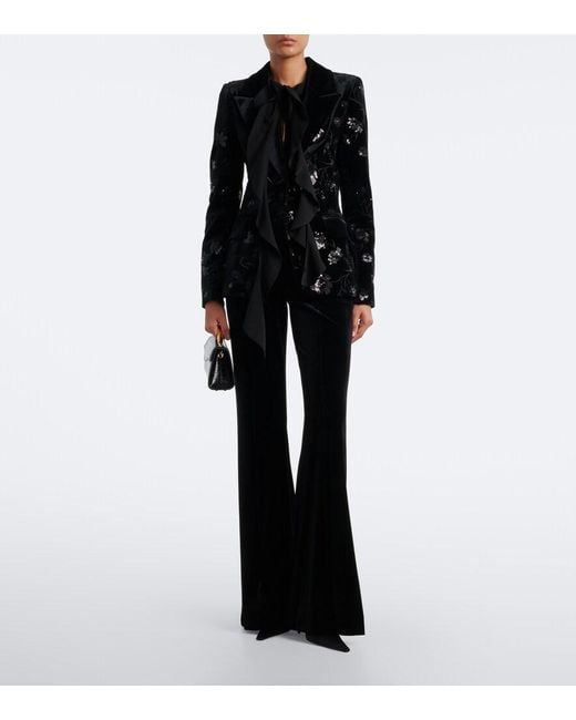 Elie Saab Black Sequined Velvet Blazer