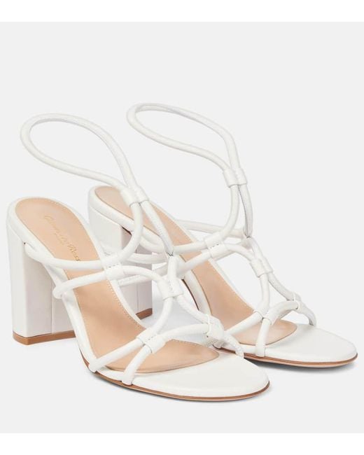 Gianvito Rossi White Sandalen Cage 85 Aus Leder
