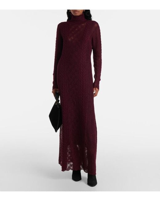 Ulla Johnson Purple Kassia Open-Knit Wool-Blend Maxi Dress