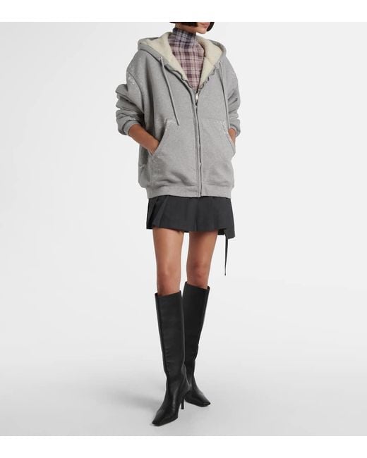 Acne Gray Logo Zip-Up Hoodie