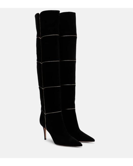 Gianvito Rossi Black Cuissard 85 Suede Knee-High Boots