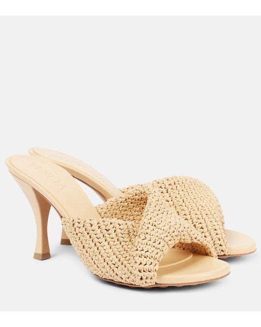 Bottega Veneta Natural Raffia Blink Mules 80
