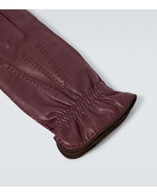 Brunello Cucinelli Purple Leather Gloves for men