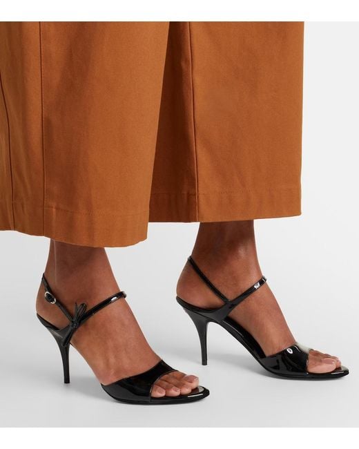 Balenciaga Black Avenue Bow Patent Leather Sandals